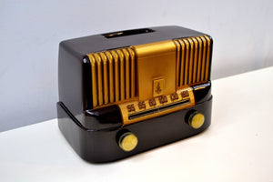 SOLD! - June 29, 2019 - "THE MODERNE" 1949 Emerson Model 561A Brown Bakelite AM Tube Radio Golden Age Beauty in Pristine Condition! - [product_type} - Emerson - Retro Radio Farm