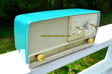 Load image into Gallery viewer, SOLD! - July 20, 2018 - AQUA and White Retro Jetsons 1956 RCA Victor 9-C-7LE Tube AM Clock Radio Totally Restored! - [product_type} - RCA Victor - Retro Radio Farm