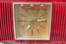 Charger l&#39;image dans la galerie, SOLD! - Aug 23, 2018 - CRIMSON RED Mid Century 1954 General Electric Model 548PH Tube AM Clock Radio Looks Sweet! - [product_type} - General Electric - Retro Radio Farm