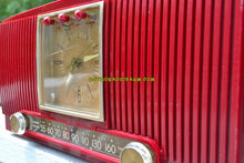 Load image into Gallery viewer, SOLD! - Aug 23, 2018 - CRIMSON RED Mid Century 1954 General Electric Model 548PH Tube AM Clock Radio Looks Sweet! - [product_type} - General Electric - Retro Radio Farm