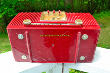 Load image into Gallery viewer, SOLD! - Aug 23, 2018 - CRIMSON RED Mid Century 1954 General Electric Model 548PH Tube AM Clock Radio Looks Sweet! - [product_type} - General Electric - Retro Radio Farm