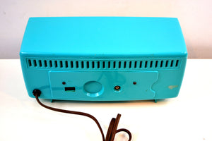 SOLD! - Jan. 8, 2020 - Seafoam Delight Turquoise and White 1958 Admiral Model 5D4 Tube AM Radio Absolutely Beauteous! - [product_type} - Admiral - Retro Radio Farm