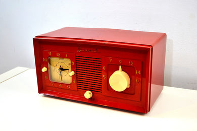 SOLD! - Mar 4, 2020 - Fire Engine Red 1949 Jewel Model 940 Red Bakelite Tube Radio Totally Restored Excellent Condition!