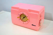 Load image into Gallery viewer, SOLD! - Dec 19, 2019 - Pelican Pink Mid Century Deco 1952 Majestic Unknown Model Clock Radio Cream Puff! - [product_type} - Majestic - Retro Radio Farm