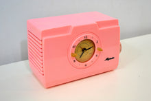 画像をギャラリービューアに読み込む, SOLD! - Dec 19, 2019 - Pelican Pink Mid Century Deco 1952 Majestic Unknown Model Clock Radio Cream Puff! - [product_type} - Majestic - Retro Radio Farm