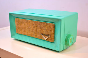ロビンズ エッグ ブルー レトロ ジェットソンズ 1956 デュモント モデル 1120 真空管 AM ラジオ 完全復元！