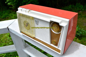 SOLD! - Mar 27, 2019 - Coral Pink 1959 Fleetwood Model 5018 AM Tube Clock Radio - [product_type} - Fleetwood - Retro Radio Farm