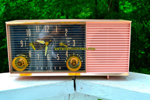 SOLD! - Nov 7, 2018 - Chiffon Pink Mid Century Retro 1959 Philco Model G753-124 Tube AM Clock Radio - [product_type} - Philco - Retro Radio Farm