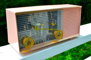 SOLD! - Nov 7, 2018 - Chiffon Pink Mid Century Retro 1959 Philco Model G753-124 Tube AM Clock Radio - [product_type} - Philco - Retro Radio Farm