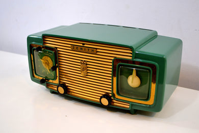 SOLD! - Sept 13, 2019 - Jade Green and Gold 1953 Zenith Model L622F AM Vintage Tube Radio Gorgeous Looking and Sounding!