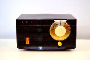 SOLD! - Sept 1, 2019 - Mocha Swirl Mid Century Vintage 1958 Philco E-814-124 AM Tube Radio Sounds Great! - [product_type} - Philco - Retro Radio Farm