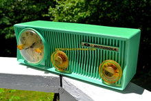 Charger l&#39;image dans la galerie, SOLD! - July 9, 2018 - SEA GREEN BEAUTY Mid Century 1957 Motorola 57CS Tube AM Clock Radio Sounds Great! - [product_type} - Motorola - Retro Radio Farm