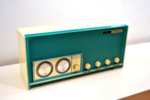 SOLD! - June 28, 2019 - Mariner Teal Vintage 1966 Silvertone 6019 AM/FM Tube Radio Near Mint and Gimmicky Beyond Comparison!