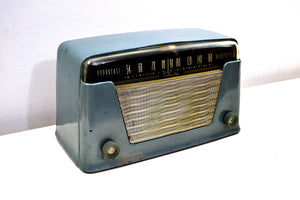 SOLD! - Aug 29, 2019 - Blue Ice Metallic Vintage Bakelite 1948 Silvertone 8005 AM Tube Radio Early Metallic Finish Rare and Expensive Color Back Then! - [product_type} - Silvertone - Retro Radio Farm