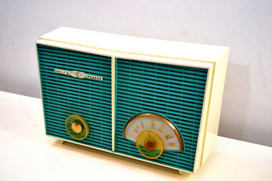 SOLD! - Aug 15, 2019 - Retro Wonder Turquoise And White 1958 Philco H836-124 AM Tube Radio Restored and Rare!
