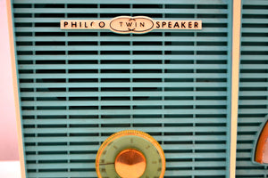SOLD! - Aug 15, 2019 - Retro Wonder Turquoise And White 1958 Philco H836-124 AM Tube Radio Restored and Rare! - [product_type} - Philco - Retro Radio Farm