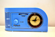 画像をギャラリービューアに読み込む, SOLD! - Dec 5, 2019 - Periwinkle Blue Golden Age Art Deco 1948 Plymouth Model 1600 AM Tube Clock Radio Totally Restored! - [product_type} - Plymouth - Retro Radio Farm