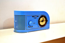 Charger l&#39;image dans la galerie, SOLD! - Dec 5, 2019 - Periwinkle Blue Golden Age Art Deco 1948 Plymouth Model 1600 AM Tube Clock Radio Totally Restored! - [product_type} - Plymouth - Retro Radio Farm