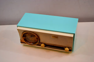 Chalfonte Blue Retro Jetsons 1960 Truetone D2801 Tube AM Clock Radio Totally Restored! - [product_type} - Truetone - Retro Radio Farm