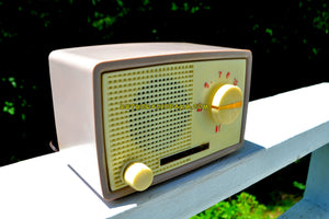 SOLD! - Dec 3, 2018 - 1959 Taupe Midget Alrad Japanese Post War Tube AM Radio! It's Rad! - [product_type} - Alrad - Retro Radio Farm