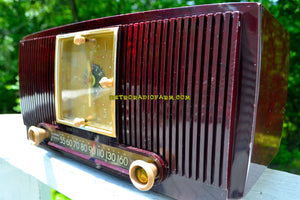 SOLD! - July 24, 2018 - BLUETOOTH MP3 READY - Burgundy Swirl 1955 General Electric Model 546PH AM Clock Radio Works Great! - [product_type} - General Electric - Retro Radio Farm
