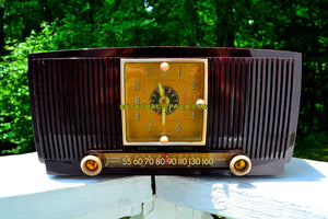 SOLD! - July 24, 2018 - BLUETOOTH MP3 READY - Burgundy Swirl 1955 General Electric Model 546PH AM Clock Radio Works Great! - [product_type} - General Electric - Retro Radio Farm