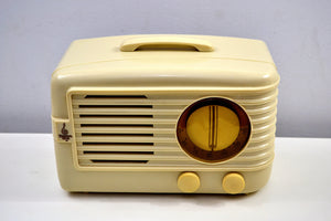 SOLD! - Feb. 7, 2020 - Ivory 1949 Emerson Model 581 Plaskon AM Tube Radio Golden Age Beauty! - [product_type} - Emerson - Retro Radio Farm