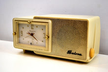 Charger l&#39;image dans la galerie, SOLD! - Aug 10, 2019 - Palace Ivory and Gold 1959 Bulova Model 100 Tube AM Clock Radio Excellent Condition! - [product_type} - Bulova - Retro Radio Farm