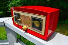 Load image into Gallery viewer, SOLD! - Nov. 28, 2018 - Cardinal Red 1950 Raytheon Model CR-43 Tube AM Clock Radio Excellent Plus Condition and RARE! - [product_type} - Raytheon - Retro Radio Farm