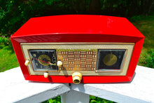 Charger l&#39;image dans la galerie, SOLD! - Nov. 28, 2018 - Cardinal Red 1950 Raytheon Model CR-43 Tube AM Clock Radio Excellent Plus Condition and RARE! - [product_type} - Raytheon - Retro Radio Farm