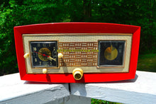画像をギャラリービューアに読み込む, SOLD! - Nov. 28, 2018 - Cardinal Red 1950 Raytheon Model CR-43 Tube AM Clock Radio Excellent Plus Condition and RARE! - [product_type} - Raytheon - Retro Radio Farm