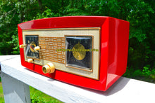 Load image into Gallery viewer, SOLD! - Nov. 28, 2018 - Cardinal Red 1950 Raytheon Model CR-43 Tube AM Clock Radio Excellent Plus Condition and RARE! - [product_type} - Raytheon - Retro Radio Farm