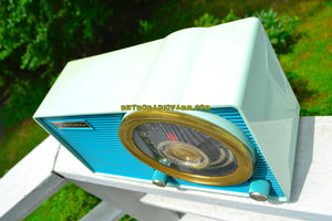 SOLD! - Aug 3, 2018 - BLUETOOTH MP3 UPGRADE ADDED - POSEIDON BLUE Mid Century Vintage 1963 Motorola Model A18B49 AM Tube Radio Excellent Condition! - [product_type} - Motorola - Retro Radio Farm