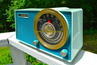 SOLD! - Aug 3, 2018 - BLUETOOTH MP3 UPGRADE ADDED - POSEIDON BLUE Mid Century Vintage 1963 Motorola Model A18B49 AM Tube Radio Excellent Condition! - [product_type} - Motorola - Retro Radio Farm