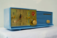 Load image into Gallery viewer, SOLD! - July 24, 2018 - CORNFLOWER BLUE 1957 Motorola 57CD Tube AM Clock Radio Excellent Condition! - [product_type} - Motorola - Retro Radio Farm