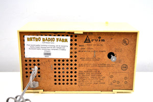 SOLD! - July 22, 2019 - Lemon Cream 1966 Arvin Model 55R97 Tube AM Clock Radio Retro Space Age! - [product_type} - Arvin - Retro Radio Farm