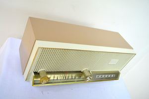 Sandalwood Beige 1964 Philco Model N-876ABE-124 Dual Speaker AM Tube Radio Sounds Lovely! - [product_type} - Philco - Retro Radio Farm