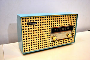 SOLD! - Sept 12, 2019 - Continental Baby Blue 1960 General Electric Model 15R13 Musaphonic Tube Radio Clover Grid Grill! - [product_type} - General Electric - Retro Radio Farm