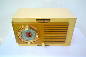 SOLD! - Dec 4, 2019 - BLUETOOTH MP3 UPGRADED - Blonde 1950 General Electric Model 508 AM Clock Radio Works Great! - [product_type} - General Electric - Retro Radio Farm