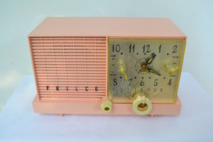 SOLD! - Feb 13, 2019 - Mamie Pink Mid-Century Retro Vintage 1959 Philco Model F-752-124 AM Tube Clock Radio Excellent Plus! - [product_type} - Philco - Retro Radio Farm