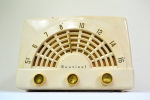 SOLD! - Nov 24, 2018 - Deco-Licious Ivory 1953 Sentinel Model 344 AM Tube Radio Excellent Condition Sounds Divine! - [product_type} - Sentinel - Retro Radio Farm