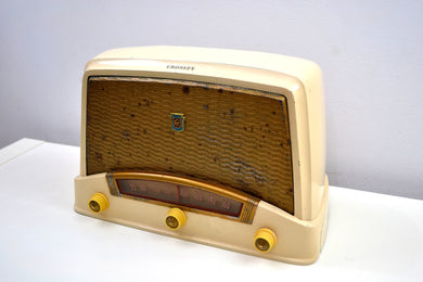 ヴィンテージ 1948 クリーミー ベージュ クロスリー モデル 9-104W AM 真空管ラジオは、クロスリーのように素晴らしいサウンドです。