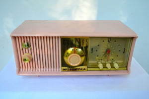 SOLD! - Aug 7, 2018 - MARILYN PINK Mid Century Vintage Retro 1956 Motorola 56CD Tube AM Clock Radio She's A Doll! - [product_type} - Motorola - Retro Radio Farm