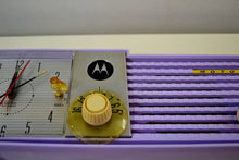 Charger l&#39;image dans la galerie, SOLD! - Sept 13, 2019 - Lavender Lady Bi-level Retro Jetsons 1957 Motorola 57CD Tube AM Clock Radio Stunning! - [product_type} - Motorola - Retro Radio Farm