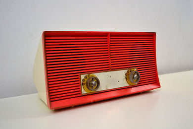 Salmon Pink Twin Speaker Retro Vintage 1959 Philco Model J846-124 AM Tube Radio Sounds Great!