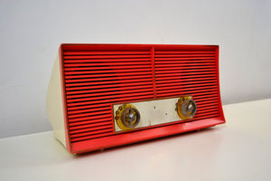 Salmon Pink Twin Speaker Retro Vintage 1959 Philco Model J846-124 AM Tube Radio Sounds Great!