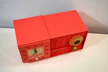 画像をギャラリービューアに読み込む, Watermelon Pink Mid Century Retro Jetsons 1957 Olympic Model 408 AM Clock Radio Totally Restored! - [product_type} - Olympic - Retro Radio Farm