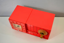 画像をギャラリービューアに読み込む, Watermelon Pink Mid Century Retro Jetsons 1957 Olympic Model 408 AM Clock Radio Totally Restored! - [product_type} - Olympic - Retro Radio Farm