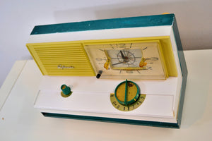 SOLD! - Sept 11, 2019 - Emerald Green Metallic Mid Century Retro Vintage 1960 Sylvania Model 5C12 AM Tube Clock Radio Unique Works Great! - [product_type} - Sylvania - Retro Radio Farm