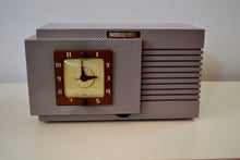 画像をギャラリービューアに読み込む, SOLD! - Nov. 14, 2019 - Lavender Taupe Art Deco Vintage 1948 Telechron Model 8H67 Musalarm AM Clock Radio Works Great! - [product_type} - Telechron - Retro Radio Farm
